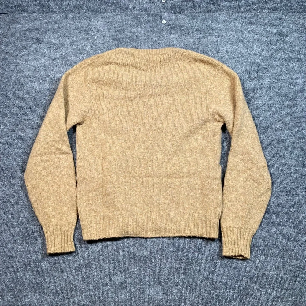 Jantzen Mens V-Neck Sweater Camel Tan Knit Long Sleeve Ribbed Trim Size M
